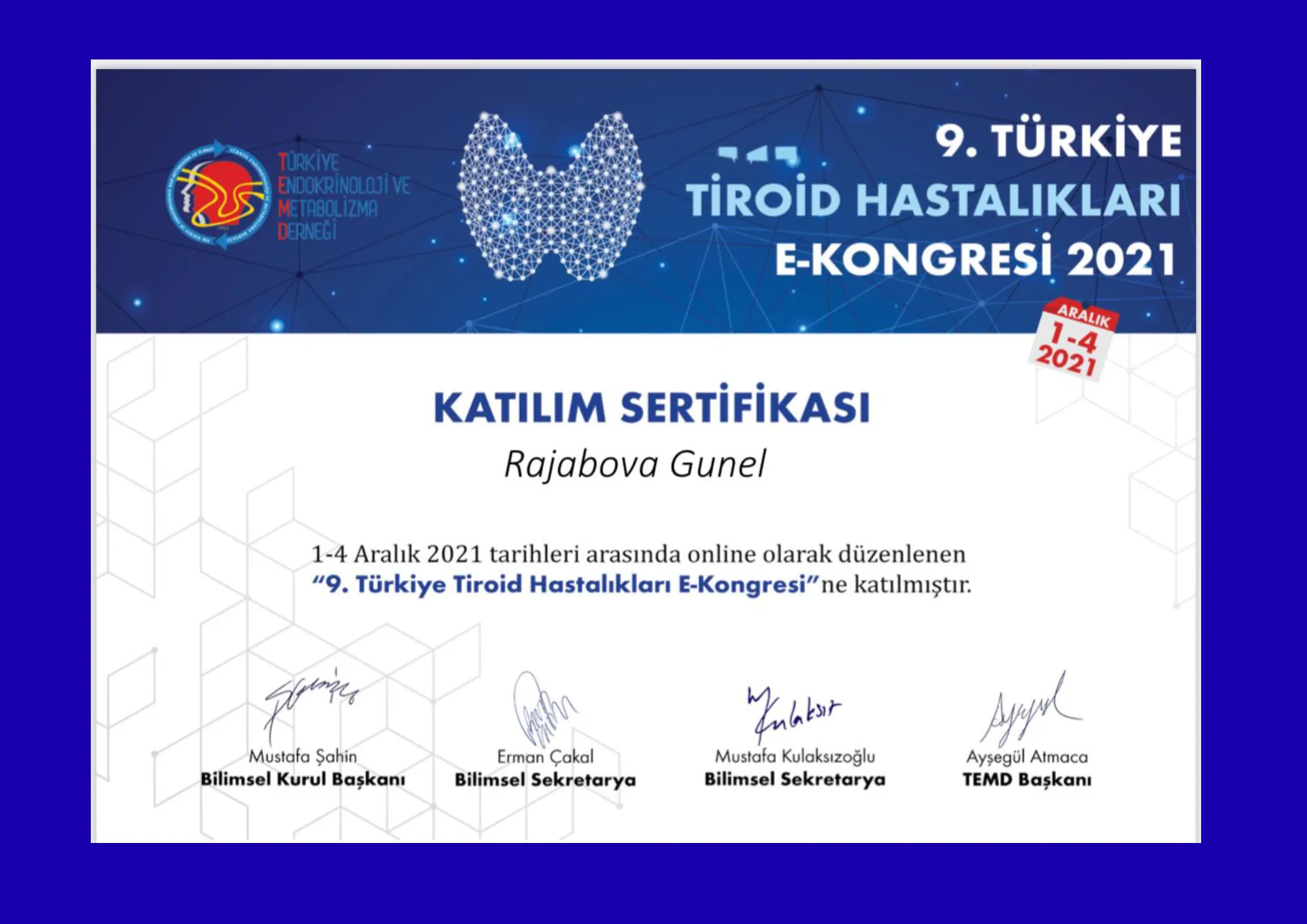 sertifikat dr gunel recebova